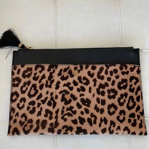 J. Crew Leopard Black Clutch